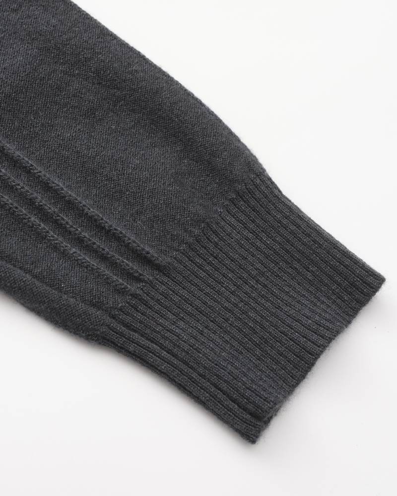 Suéter 100% Cashmere Canelado com Meio Zíper