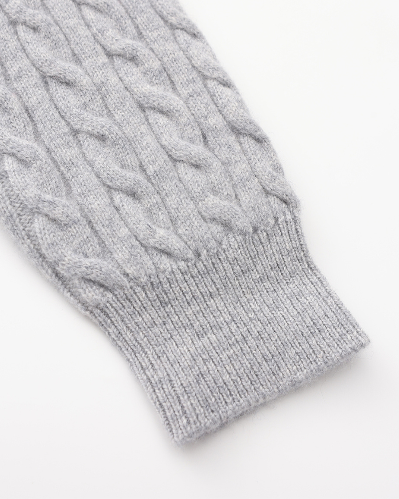 Suéter Trançado 100% Cashmere com Meio Zíper