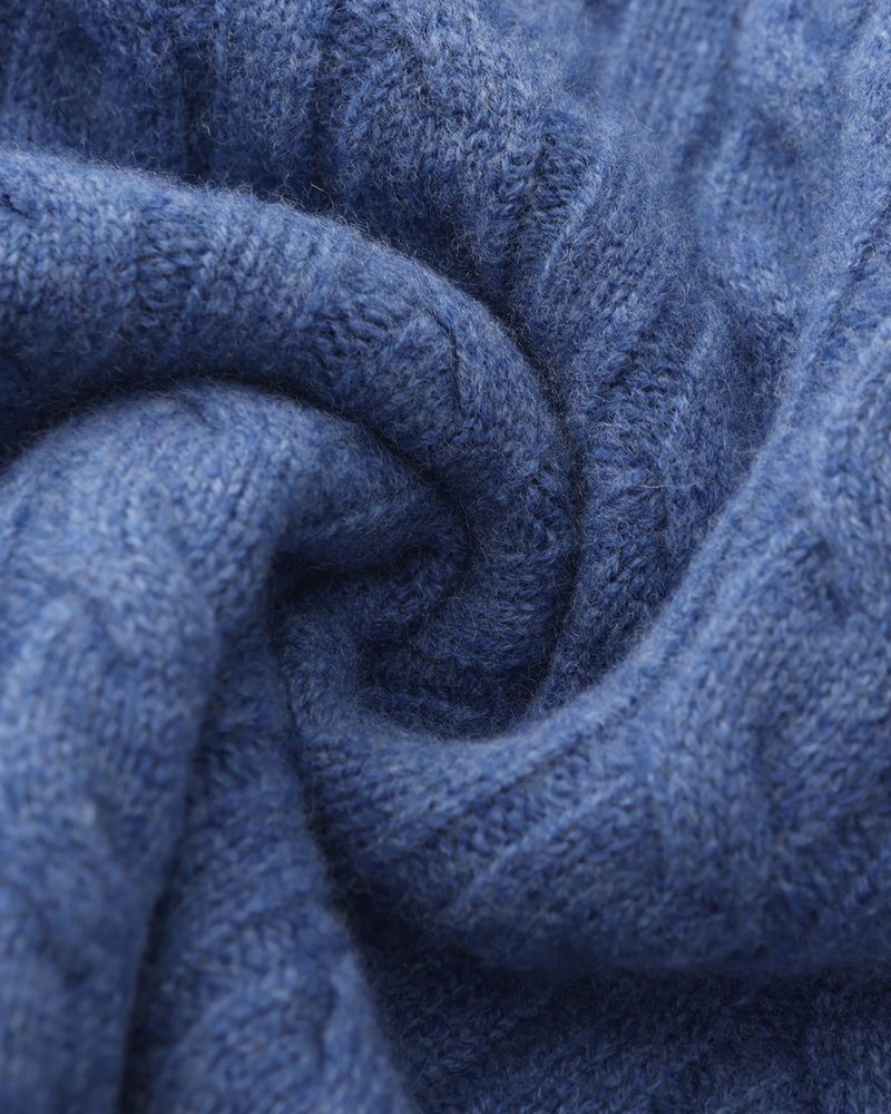 Suéter Trançado 100% Cashmere com Meio Zíper