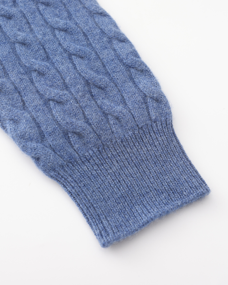 Suéter Trançado 100% Cashmere com Meio Zíper