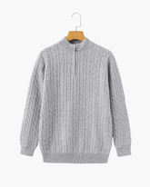 Suéter Trançado 100% Cashmere com Meio Zíper