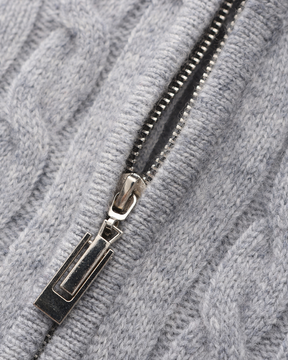 Suéter Trançado 100% Cashmere com Meio Zíper