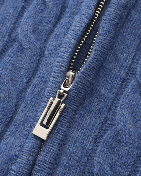 Suéter Trançado 100% Cashmere com Meio Zíper