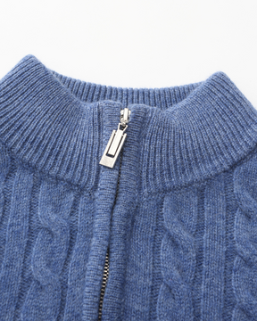 Suéter Trançado 100% Cashmere com Meio Zíper
